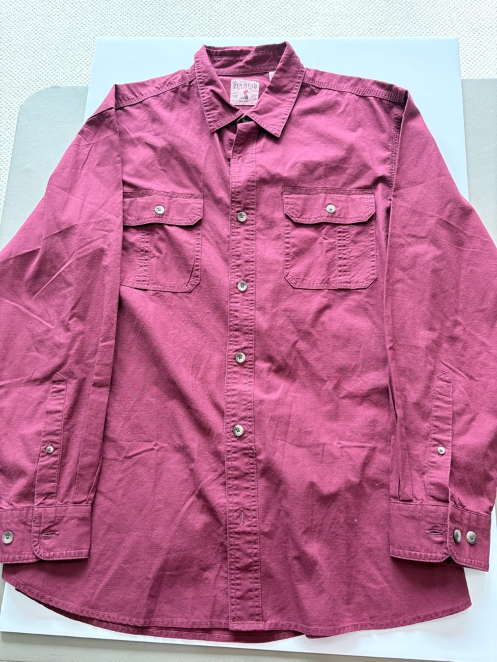RedHead Men's Long Sleeve Button-Down Shirt in Red